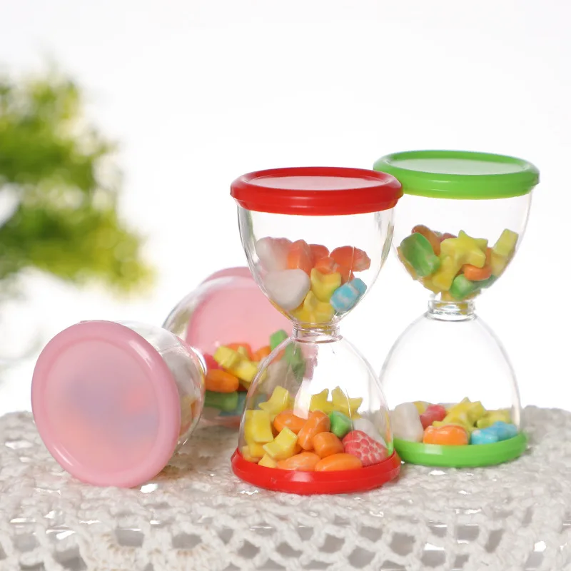 10 Pcs Sand Clock Shaped Plastic Transparent Candy Boxes Snack Sweets Container for Wedding Baby Shower Children Birthday Party