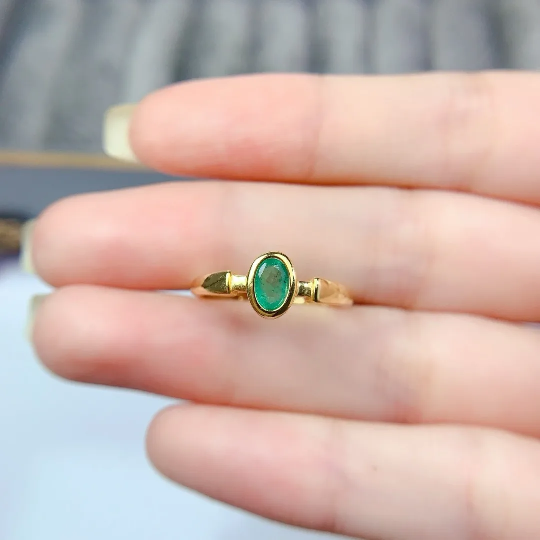خاتم فضة S925 أنيق مع زمرد طبيعي لامع إكسسوار أنيق ومتطور للسيدات مثالي للارتداء اليومي #4