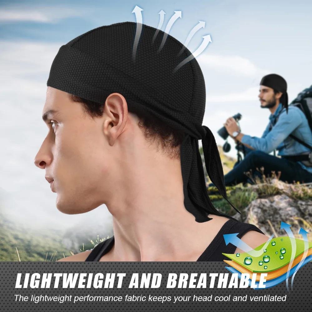 Quick-drying Bandana Doo Rags Caps Summer Breathable Cycling Sport Running Helmet Liner Beanies Durags Pirate Hat Head Wrap Men