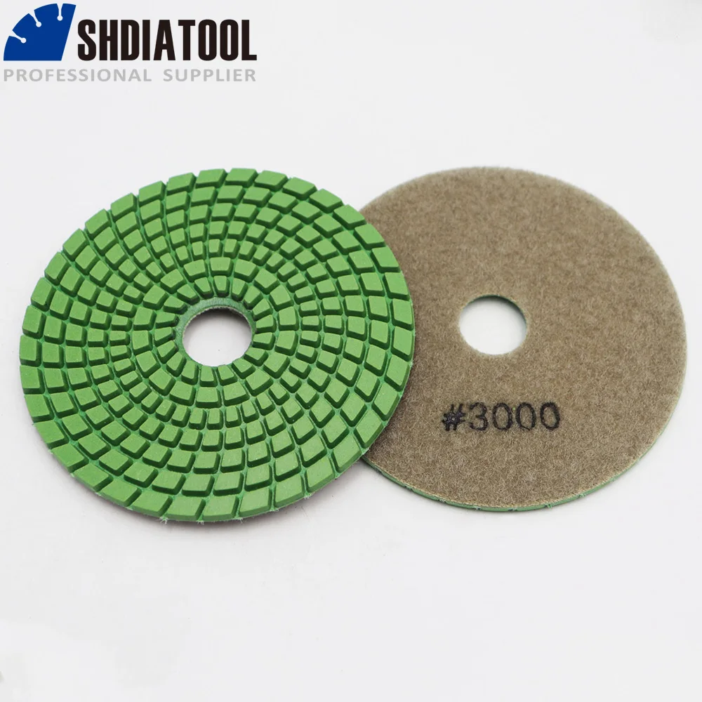5pcs 4" #3000 Professional Diamond Flexible wet polishing pads for stone, ceramic/tile, Sanding discs for stone
