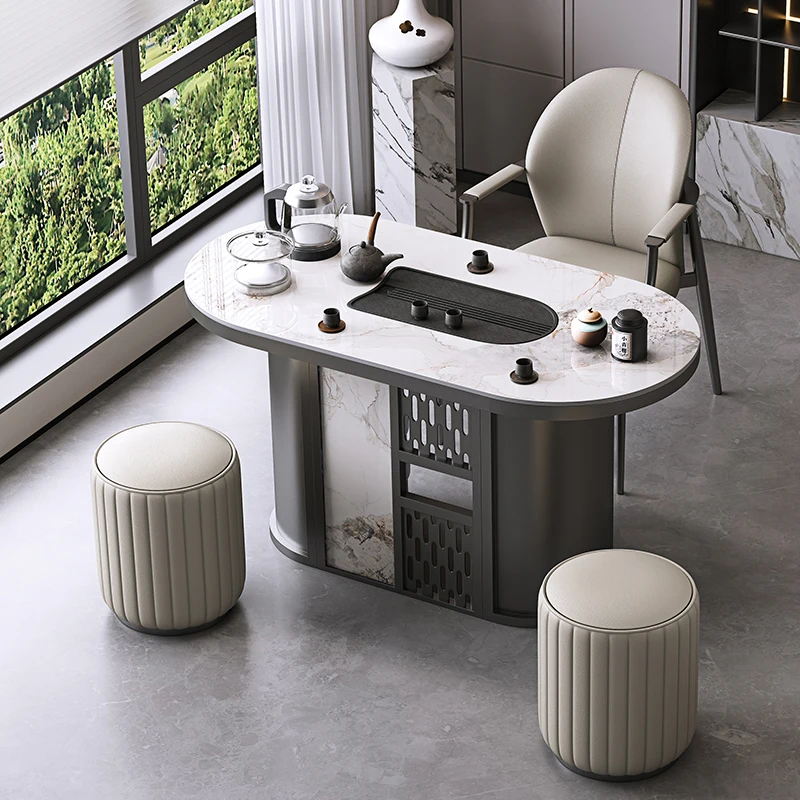 

Balcony tea table and chair combination Light luxury small tea table kettle integrated set Household modern simple tea table