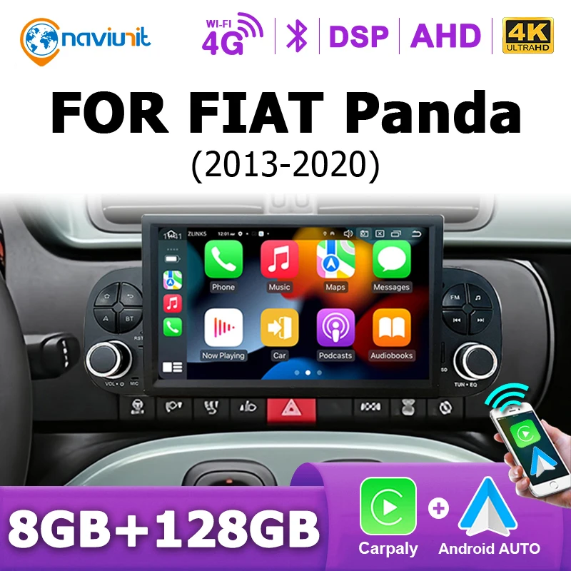 7 ''Android 14 Auto Carplay autoradio stéréo pour Fiat Panda 2020-2023 2 din autoradio Bluetooth lecteur multimédia écran 4G LTE