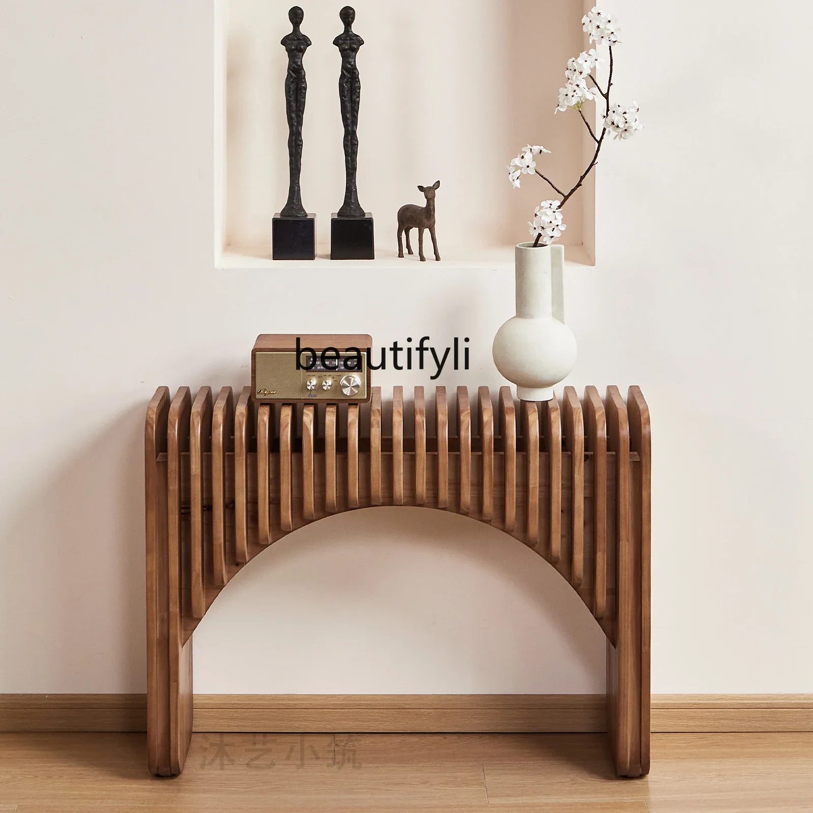 

Nordic solid wood organ entrance table B & B wall decoration sofa log living room hotel corridor side table