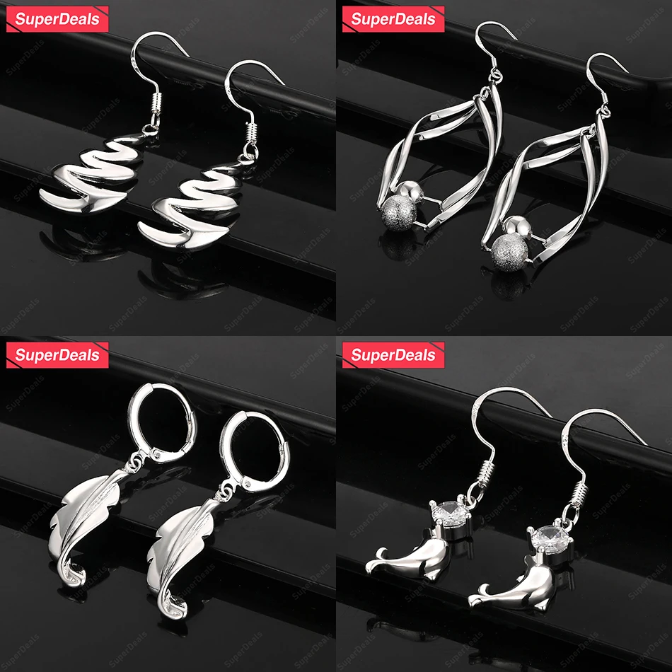 

Серьги-капли SuperDeals из стерлингового серебра 925 пробы с перьями и дельфинами, классические серьги с цирконием, женские модные вечерние темпераментные серьги, ювелирные изделия, подарок