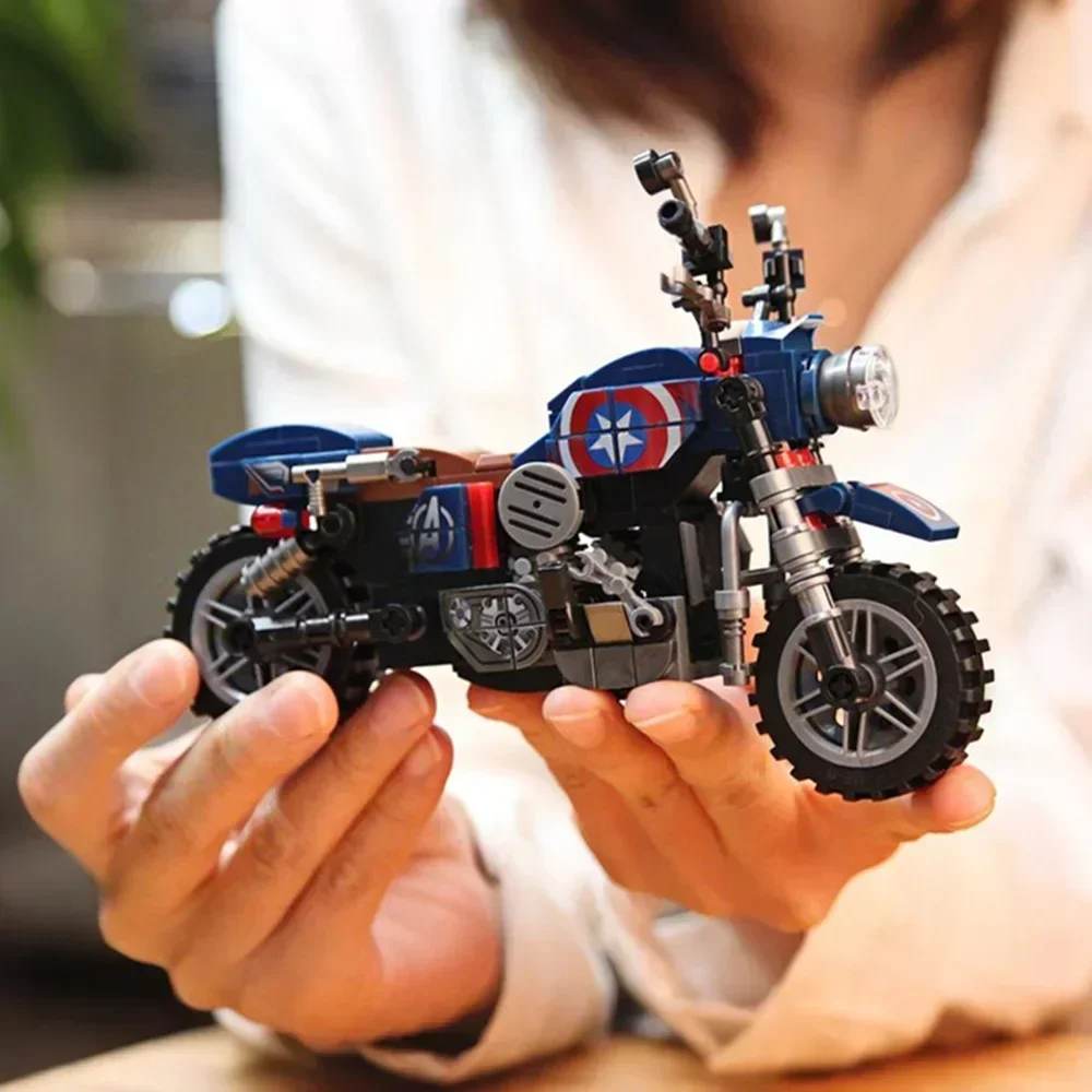 الطوب الفني كابتيان دراجة نارية الطوب الإبداعي كتل الدراجات النارية الأمريكية نموذج بناء اللعب مجموعة هدايا الحفلات #2