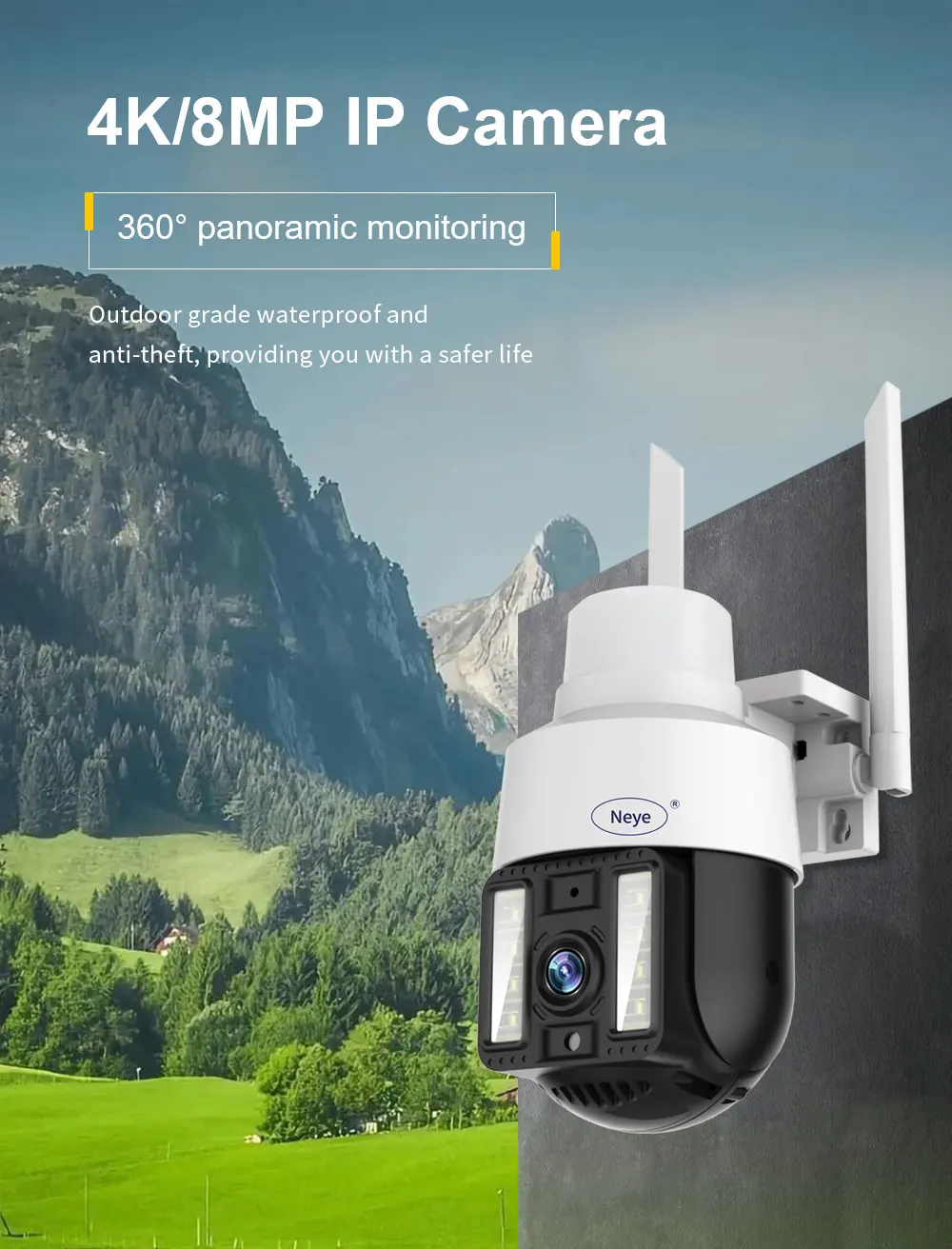 4K 8MP SP20 PTZ WLAN-Smartkamera für den Außenbereich, HD-Hemisphären-Panorama-IP-Kamera mit automatischer Verfolgung und bidirektionaler Gegensprechanlage – Detail 1