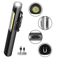Portable Mini Pen Light With Clip Magnet UsB Rechargeable LED Flashlights 2 Modes Multi-functional Torch For Camping  Emergency