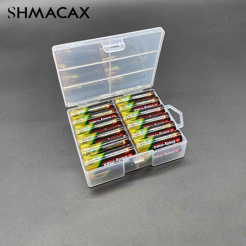 Battery Storage Holder Plastic Transparent Container For Maximum 24 X AA AAA Batteries Organizer Box Case