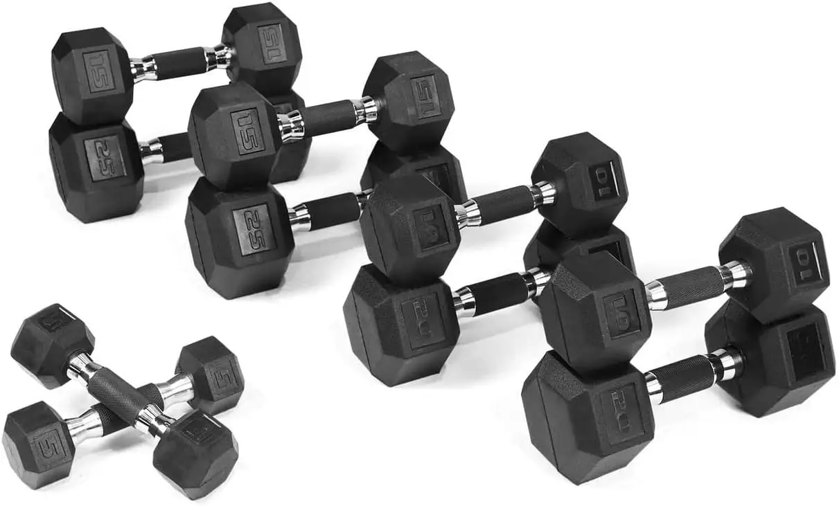 

Rubber EncasedDumbbells with Rubber Grip Contoured Handle for Muscle Toning Strength Building Full Body Workout