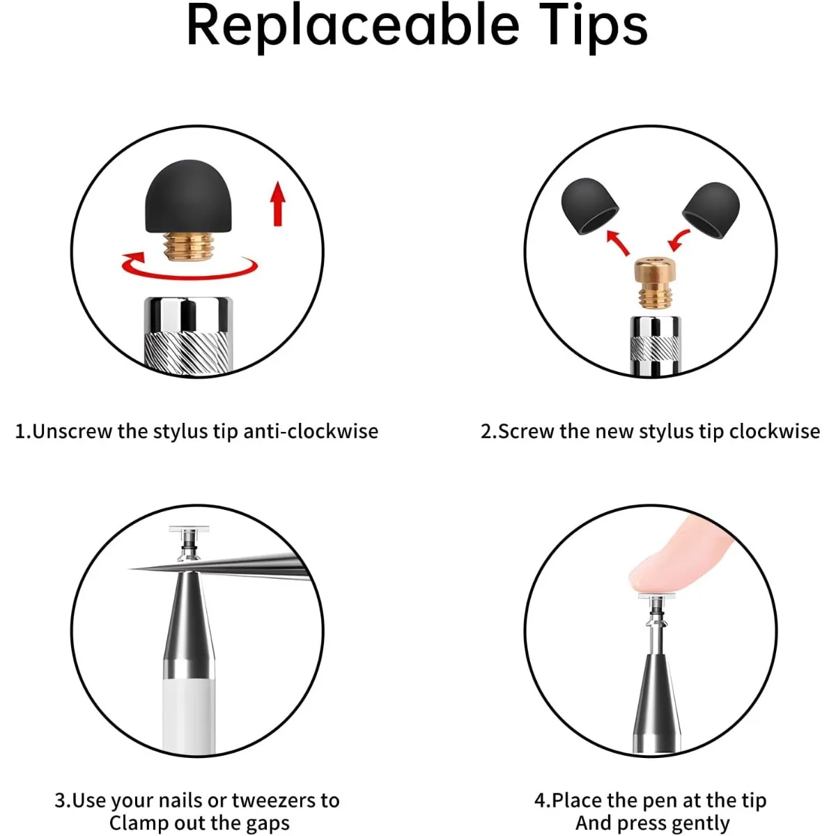 Stylus (5 Pcs), 2-in-1 Stylus Pen for Touch Screen, High Precision and Sensitivity, Suitable for iPhone/ipad/Android Tablets