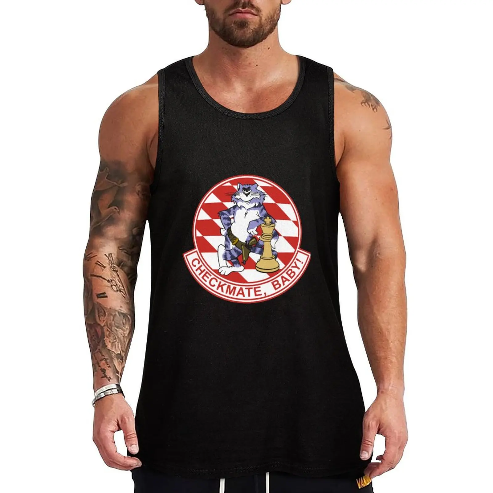 Tomcat VF-211 Fighting Checkmates Tank Top gym accessories man bodybuilding for men Men's sleeveless summer