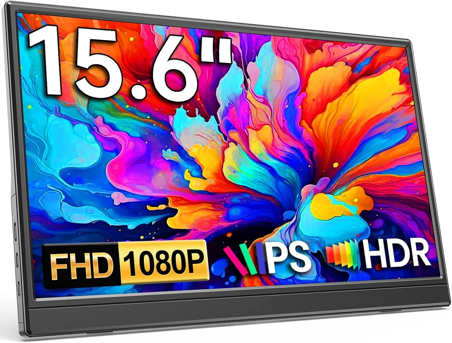 

Portable Monitor 15.6Inch FHD 1920*1080P IPS Travel Display Smart Cover & Speakers HDR Plug&Play External Monitor for Laptop PC