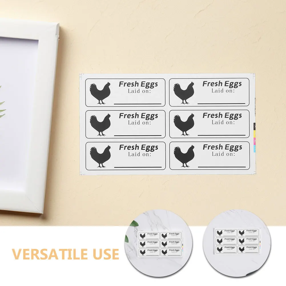 20 ورقة من ملصقات تاريخ كرتون البيض الطازج، ملصقات البيض اللاصقة المكتوبة بخط اليد، ملصقات التاريخ، ملصقات حاويات الطعام #3