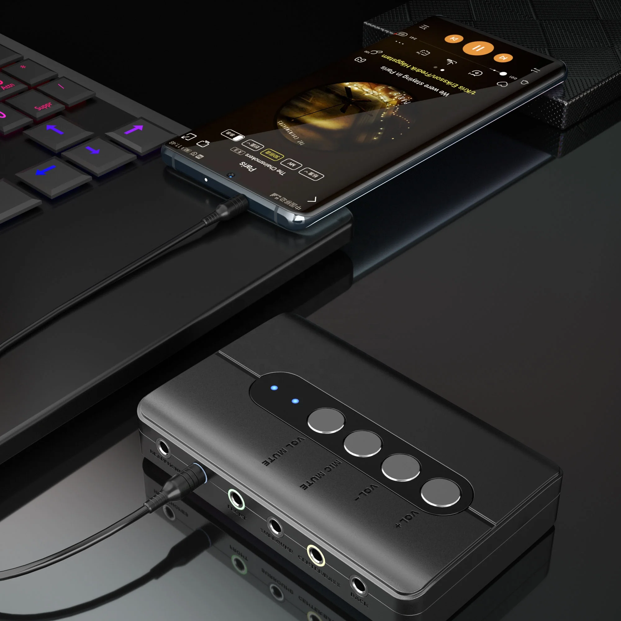 7.1ch USB2.0 Audio Adapter External Sound Card with SPDIF - Flykan Analog and Digital for Laptop or Computer U2AUDIO7-1