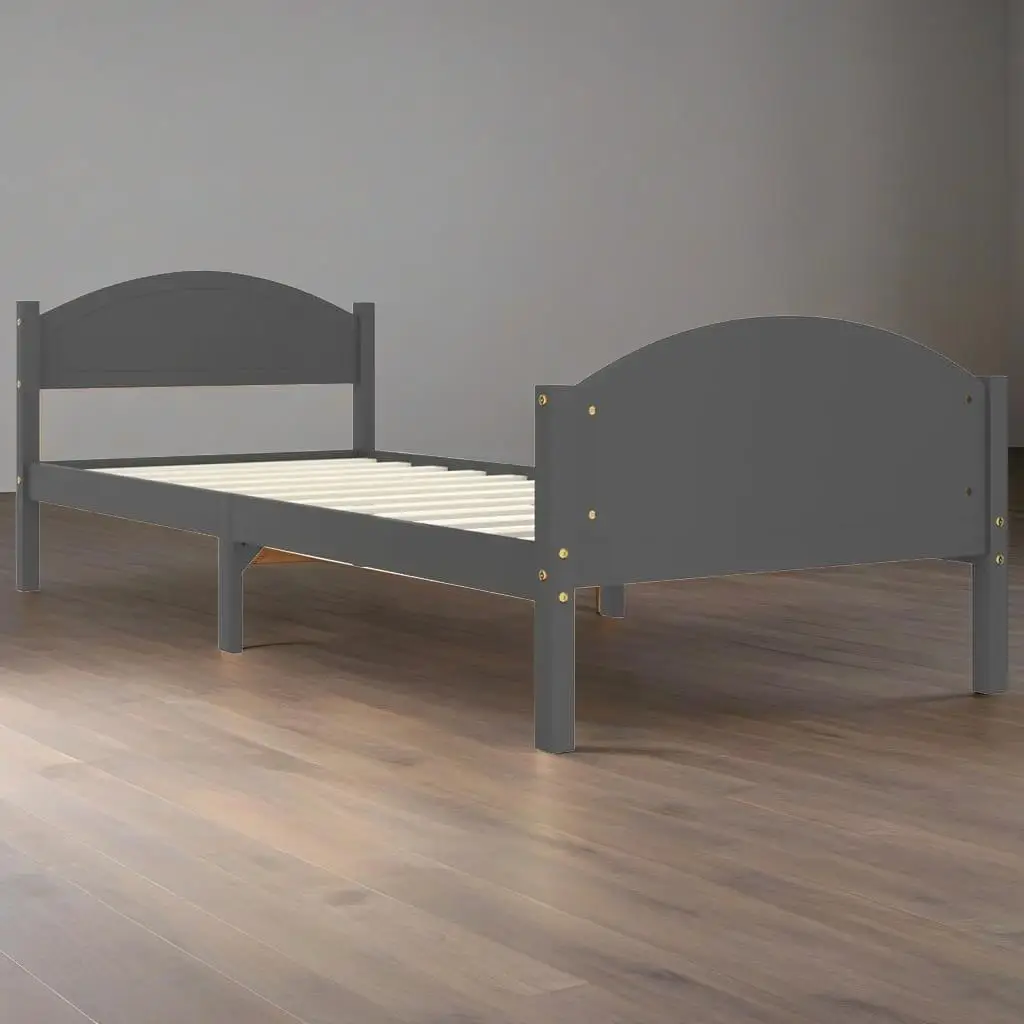 Sturdy Dark Grey Solid Pine Wood Bed Frame 100x200cm - No Mattress Included