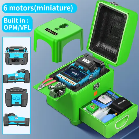 COMPTYCO L-70C Mini Épissureuse de Fibres Optiques 6 Moteurs Écran Tactile 10 Langues Machine de Fusion de Fibres Optiques avec VFL OPM Intégré