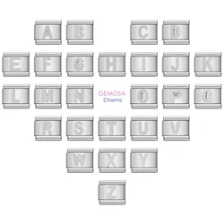 GEMOSA Fashion Silver Color Concave 26 English Letters Italian Charm Links Fit 9mm Stainless Steel Bracelet Making DIY Jewelry