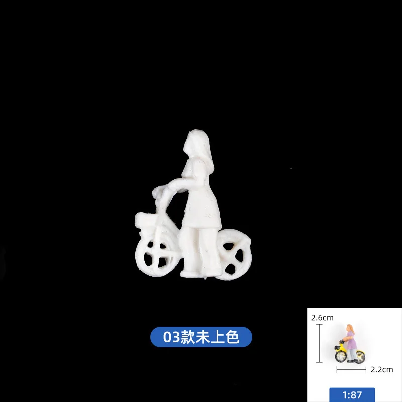 Simulierte Mini-Fahrradfahrer-Figuren Modell HO Maßstab 1:87 Radfahrer-Modelle für Mikro-Landschaftsgestaltung Diorama 6 Stück – Detail 7