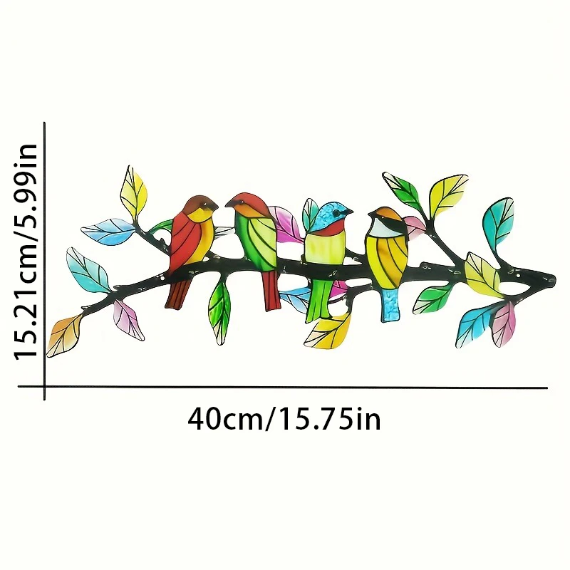 A Unique Piece of Metal Wall Art Featuring a Bird And Branches - Vibrant And Colorful Design, Patio, And Living Room Decor