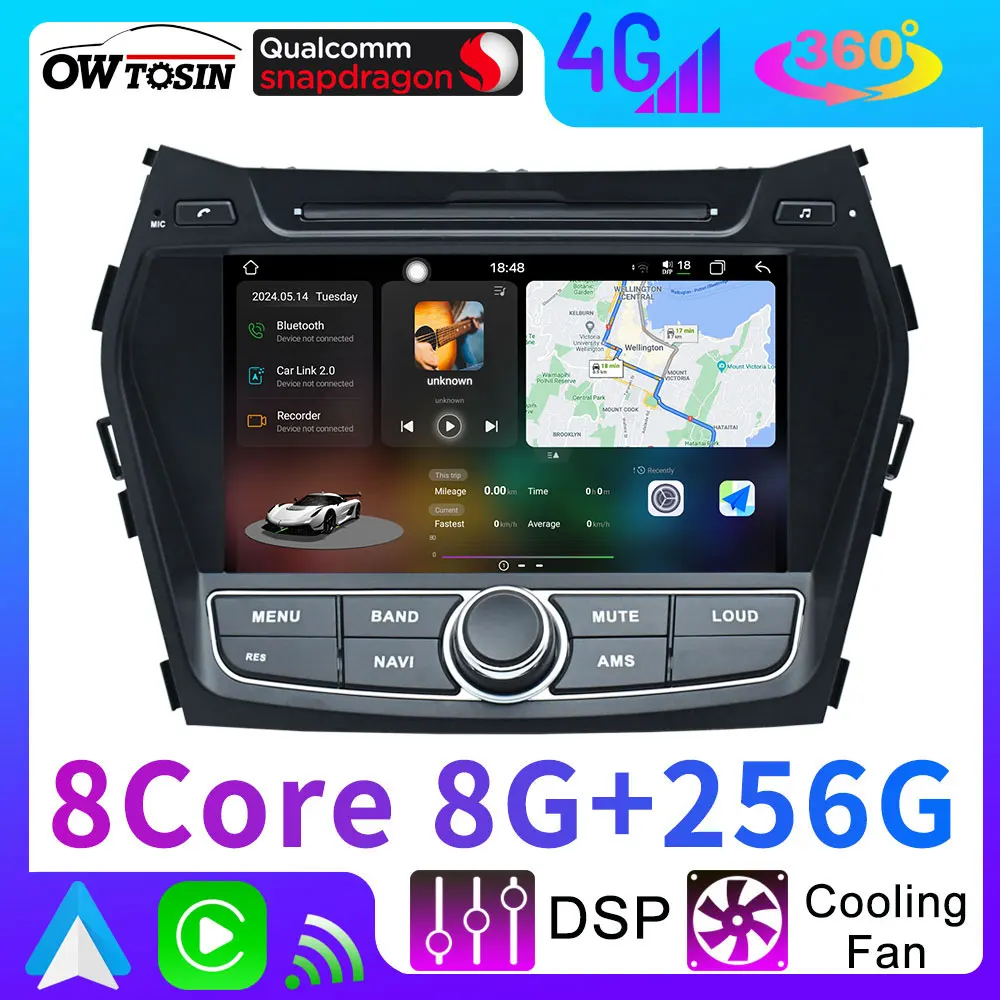 UIS7870 12G + 256G Android 13 Auto GPS Navigation Radio Stereo Für Hyundai Santa Fe IX45 DM 2012-2018 360 ° Kamera Bluetooth CarPlay