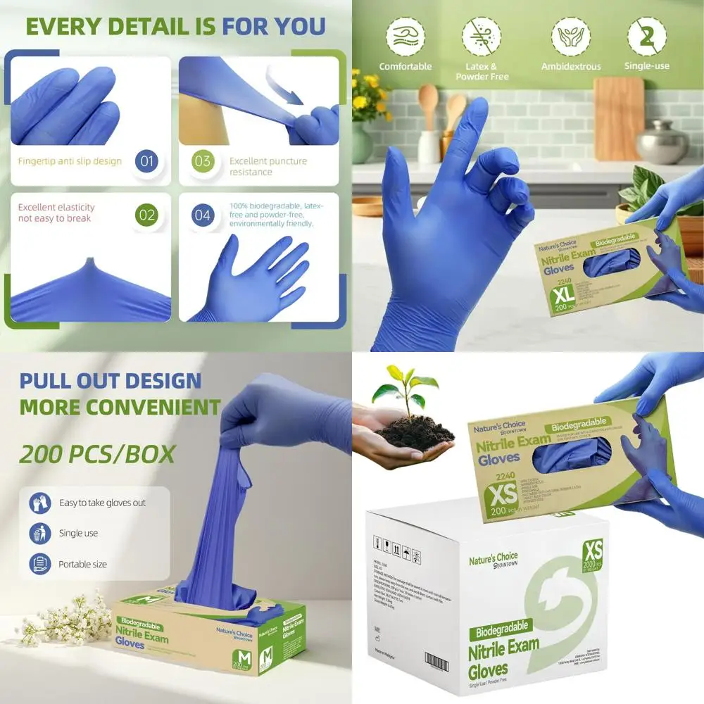

Biodegradable Nitrile Gloves, Disposable Surgical, Violet Blue, Latex-Free, 2000 Pack, XSmall