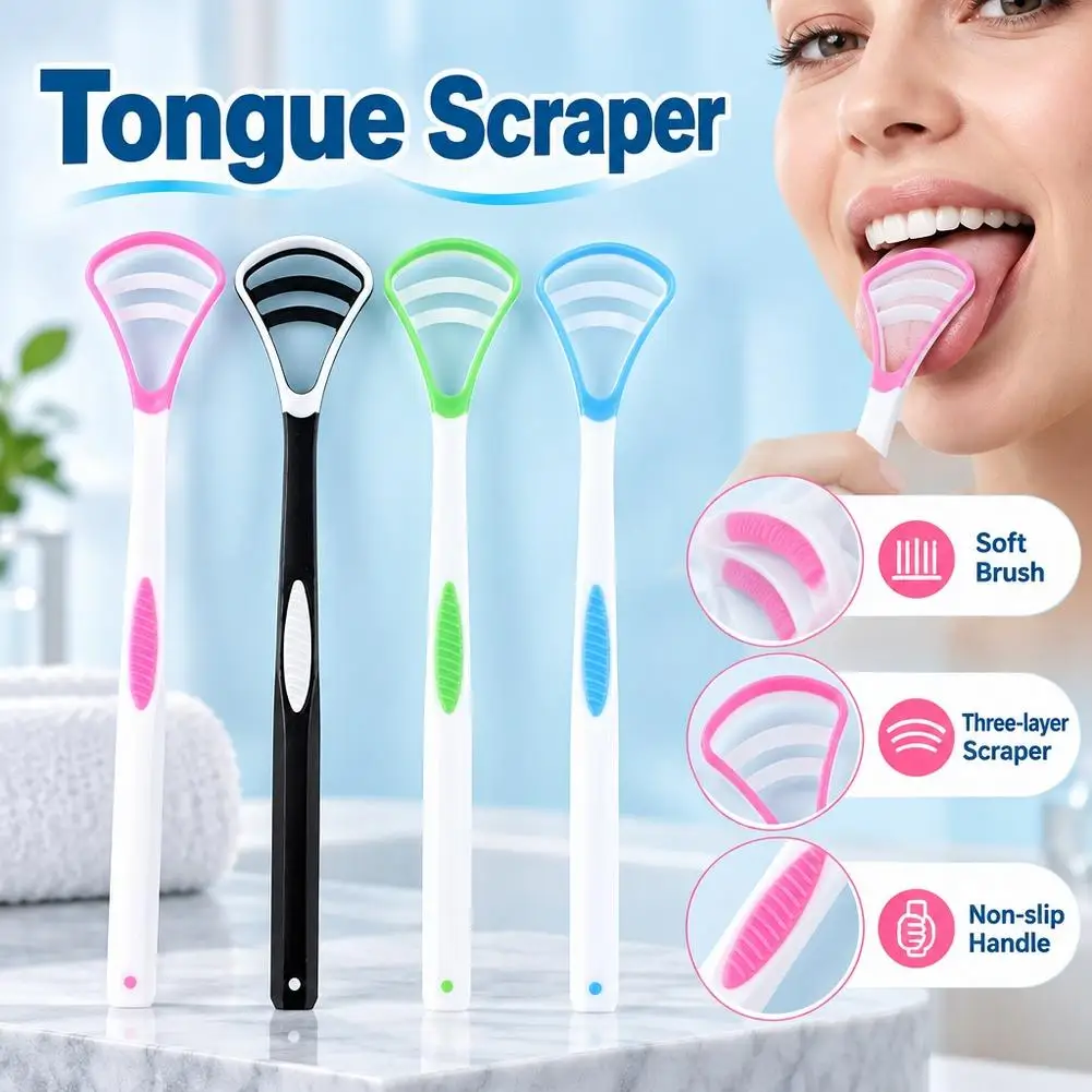 Silicone Tongue Scraper With Ergonomic Handle Double-sided Fresher Breath Tongue Cleaning Brush Oral Hygiene Tool Wholesale