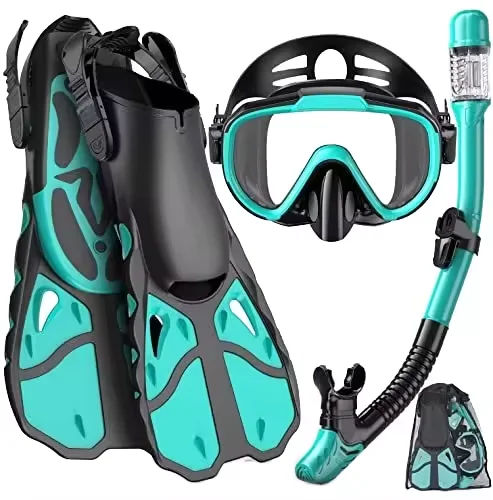 Adult HD Diving Snorkel Set Single Lens Glass Mask with Fins Scuba Snorkeling Swimming Equipment Rubber PC Customizable OEM