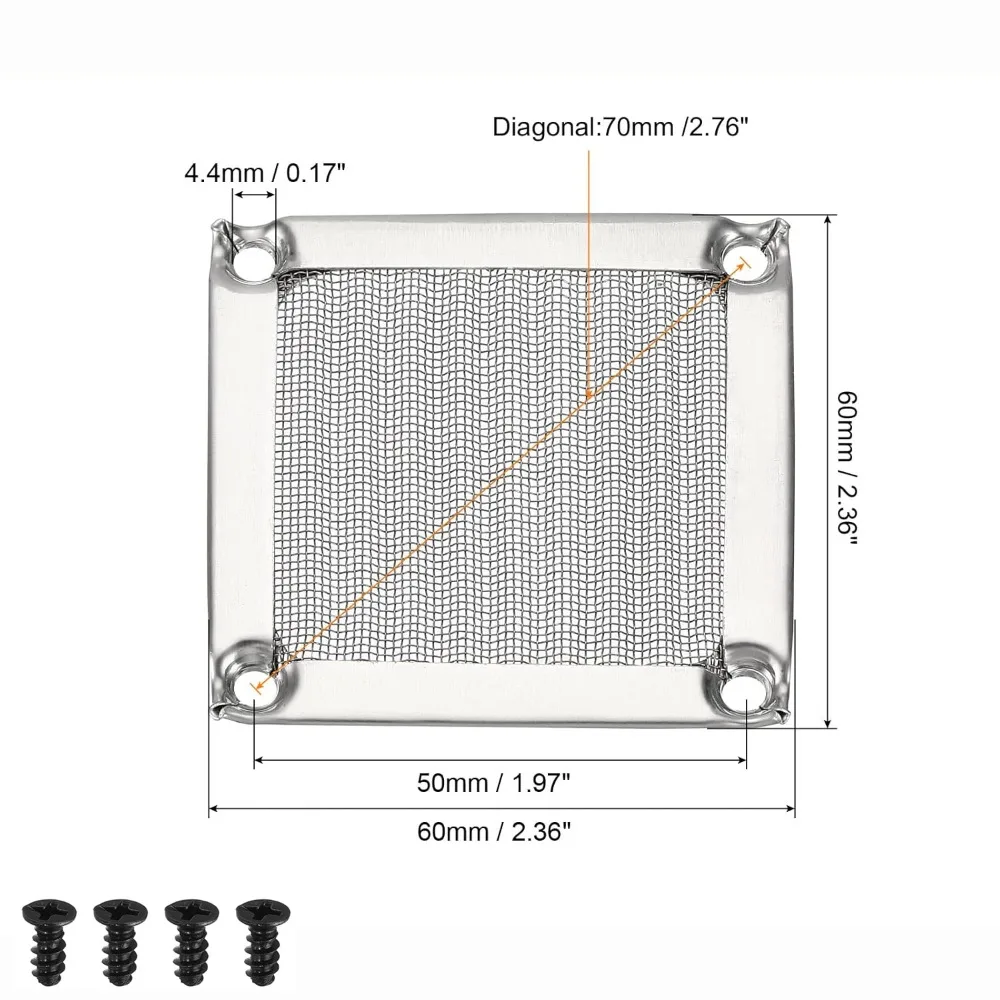 Mesh Cover Anti Rust Computer Fan Filter Grills Aluminum Silver Black Dust Cover with Screws Cooling Fan Cover Computer Cooling