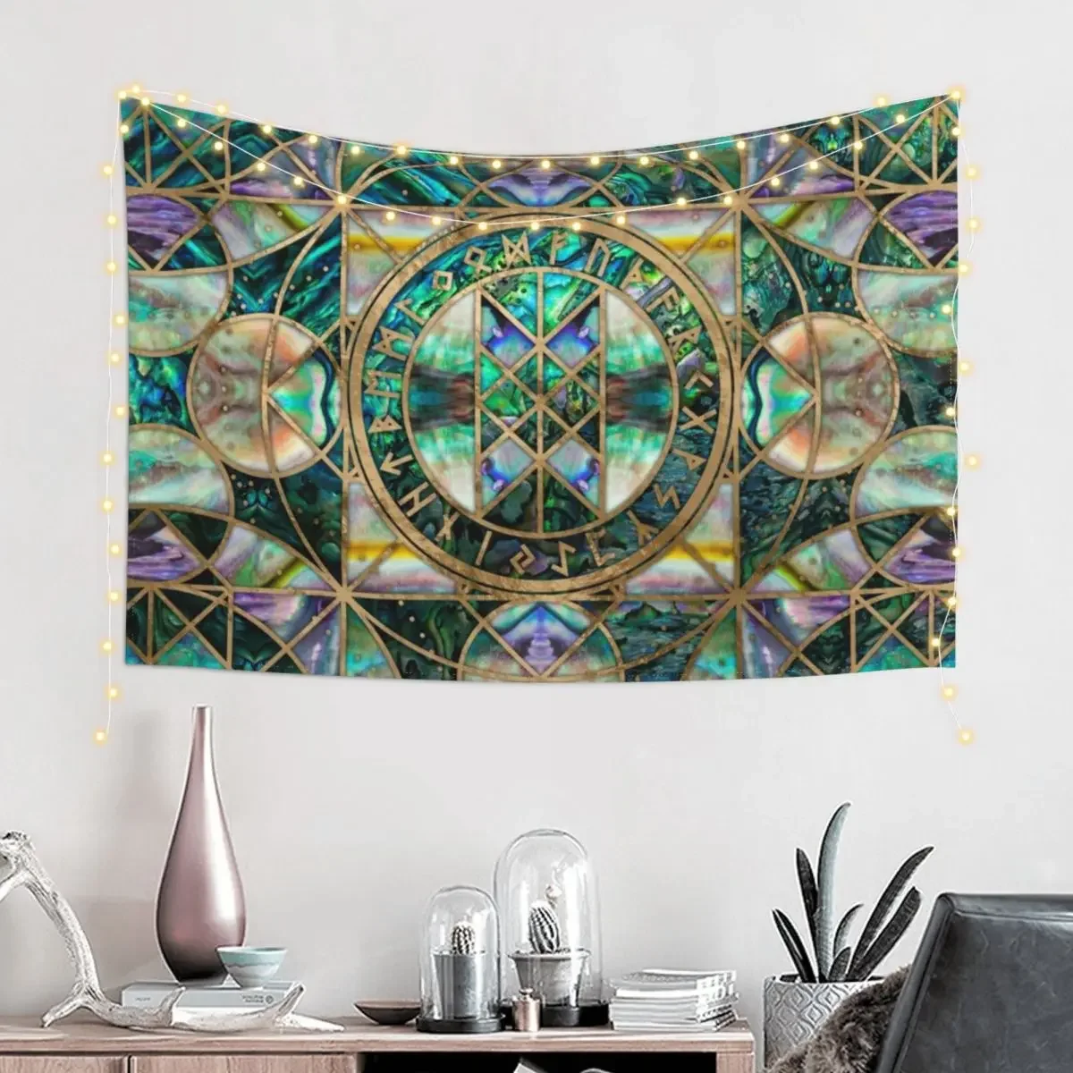 Web of Wyrd The Matrix of Fate -Abalone Shell Tapestry Aesthetic Room Decoration Room Aesthetic Decor Wall Art Tapestry