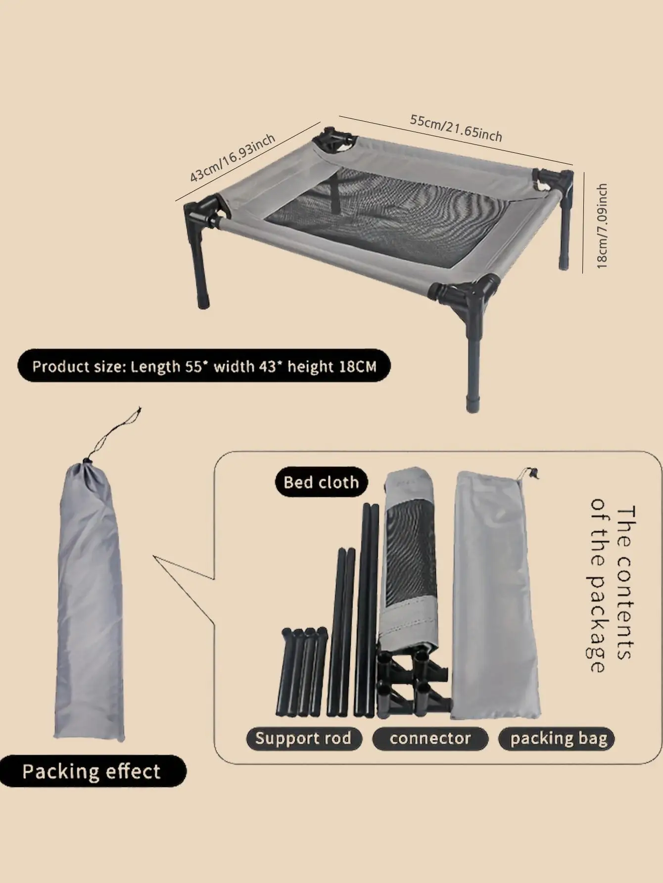 Suitable For Small Dogs, Detachable Pet Beds, Portable Dog Beds.Washable Raised Dog Beds With Breathable Mesh