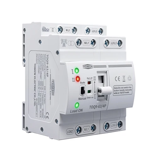 Imagen 2 del producto Interruptor de Transferencia Automática TOMZN TOQ9 Modelo Slim, Interruptor de Doble Alimentación ATS 2P 4P 230V AC 63A, Riel DIN, 50/60Hz, Conmutación Ininterrumpida