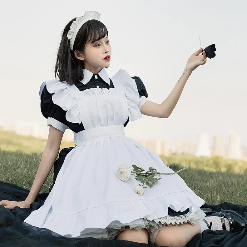 Maid costume cosplay restaurant coffee shop workwear long skirt black and white maid costume party