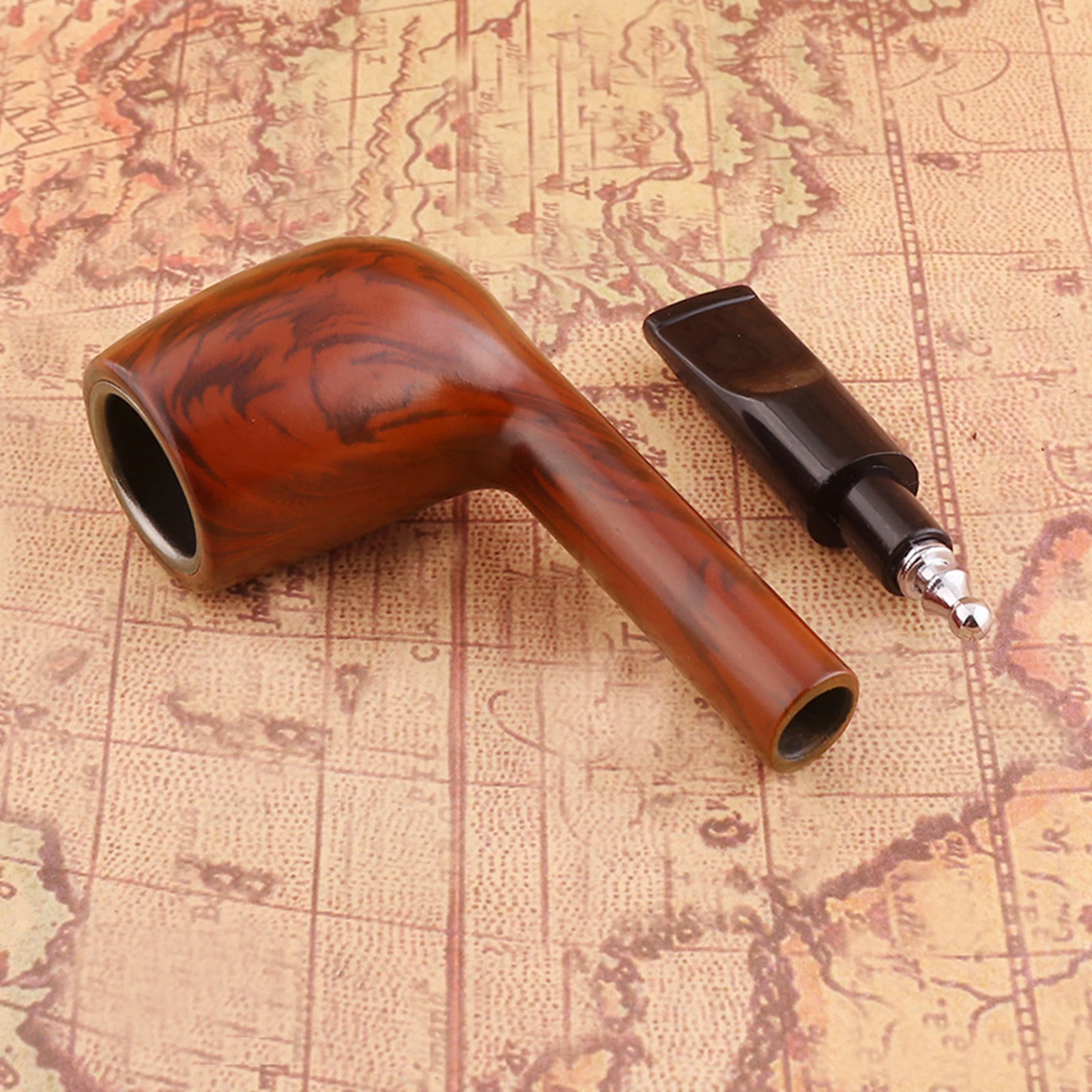 1pc, Classic Wood Grain Resin Pipe for Smoking Gifts, Smoking Accessories