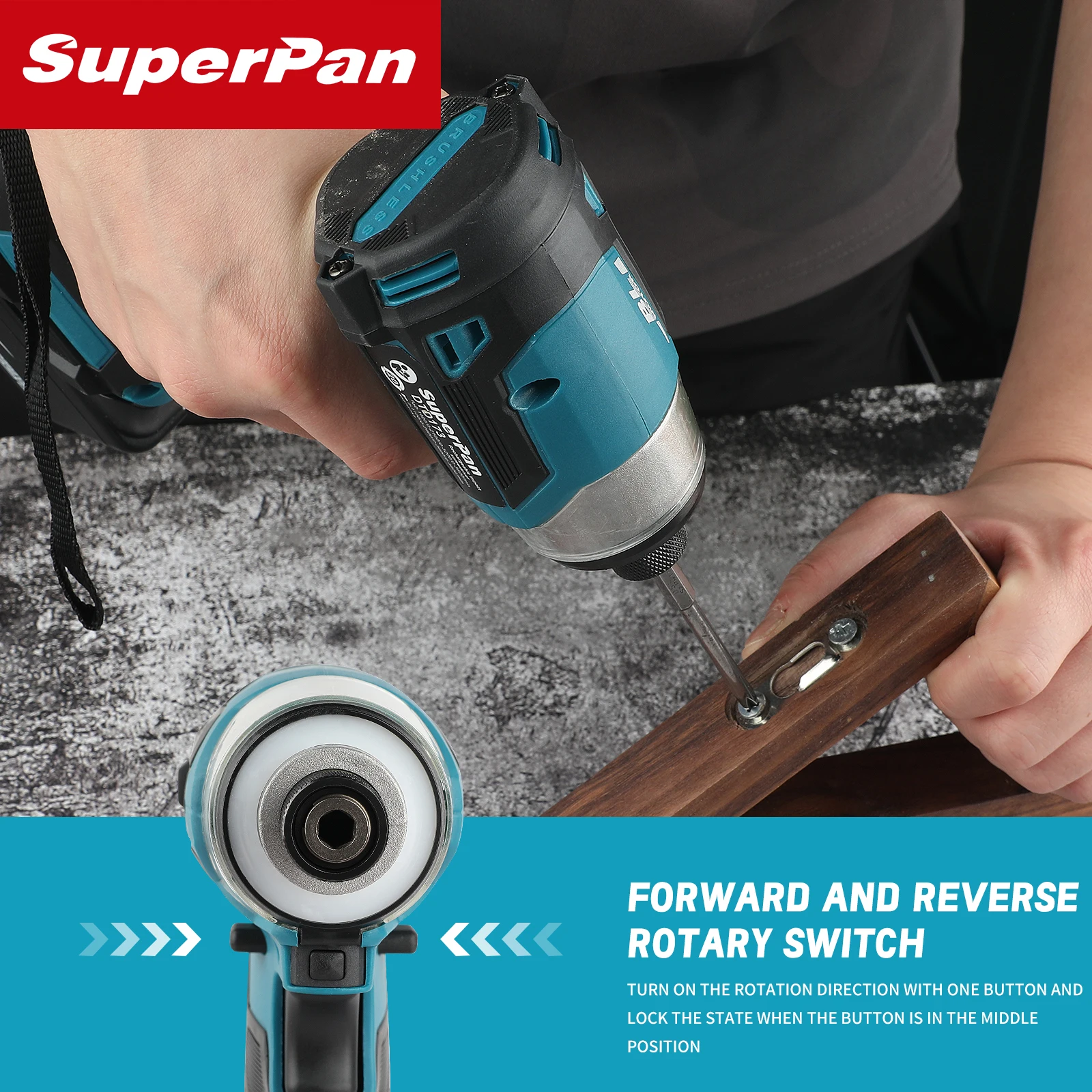 

SuperPan DTD173 Brushless Cordless Impact Driver Quick Start Coffee Table Build Tool for makita 18V battery pin