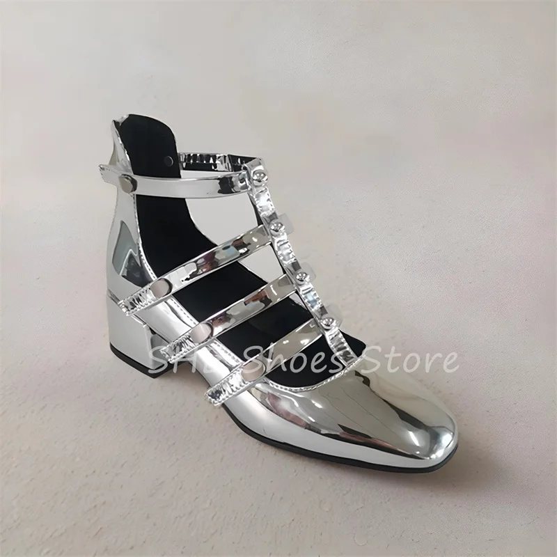 

Sexy Hollow Out One Strap Mary Janes Women Shoes Round Toe Chunky Heel Buckle Strap Pumps Summer Ladies Party Dress Sandals