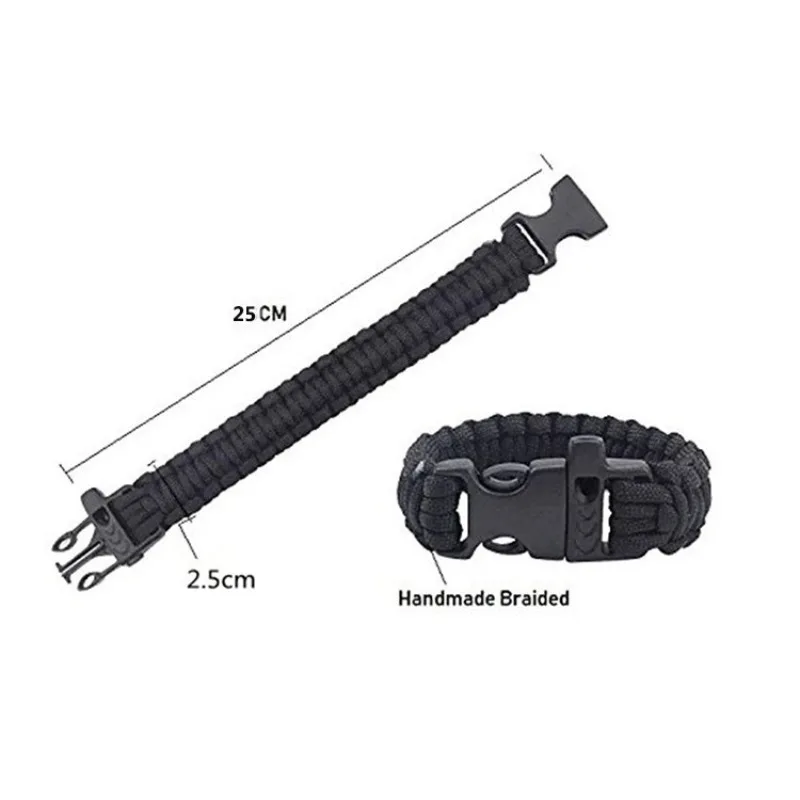 Whistle Paracord Bracelet, Seven-Core Paracord Weaving, Survival, Emergency Rescue, Outdoor Bracelet, Bag Accessories