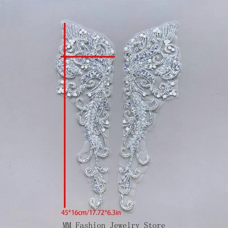 D0UB 2pcs Good Quality Embroidered Sequins Patches Personality Handmade Appliques for Party Outfits