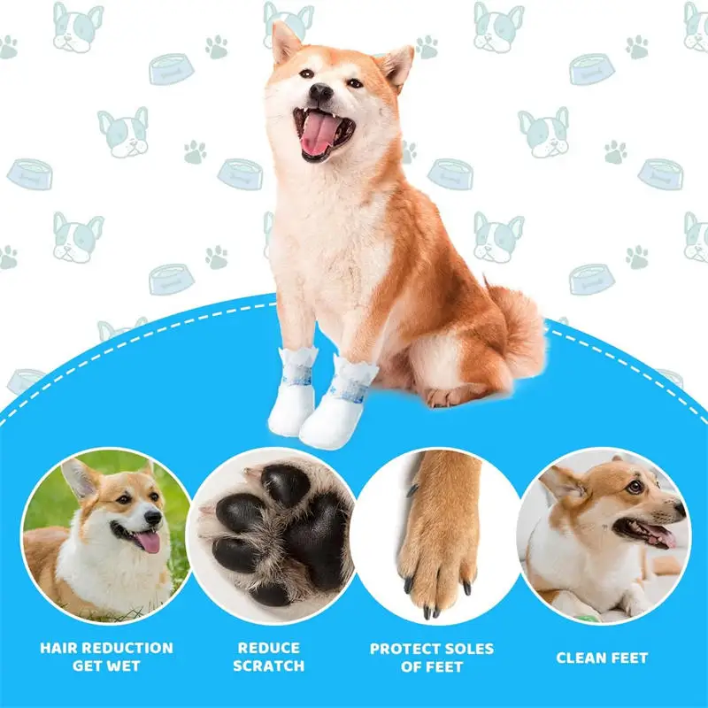 20PCS Pet Shoes Cover Disposable Dog Shoe Cover Portable Soft Anti Slip Dog Cat Outdoor Small Medium Foot Cover Pet Supplies