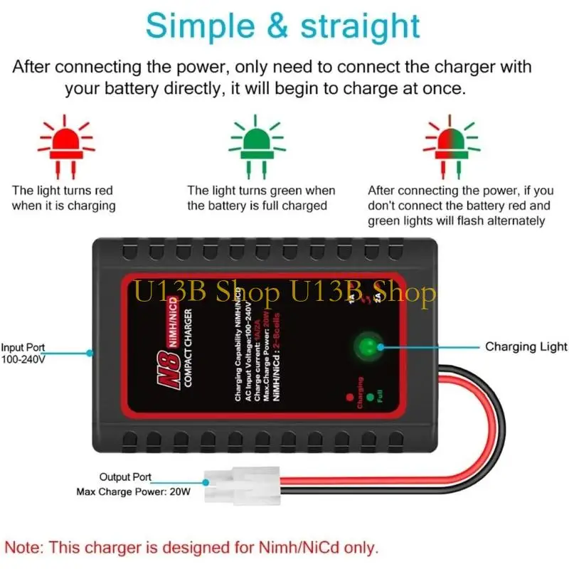 U13B NiMH/NiCD for and Remote Control with Easy to Use Support 2.4V-9.6V