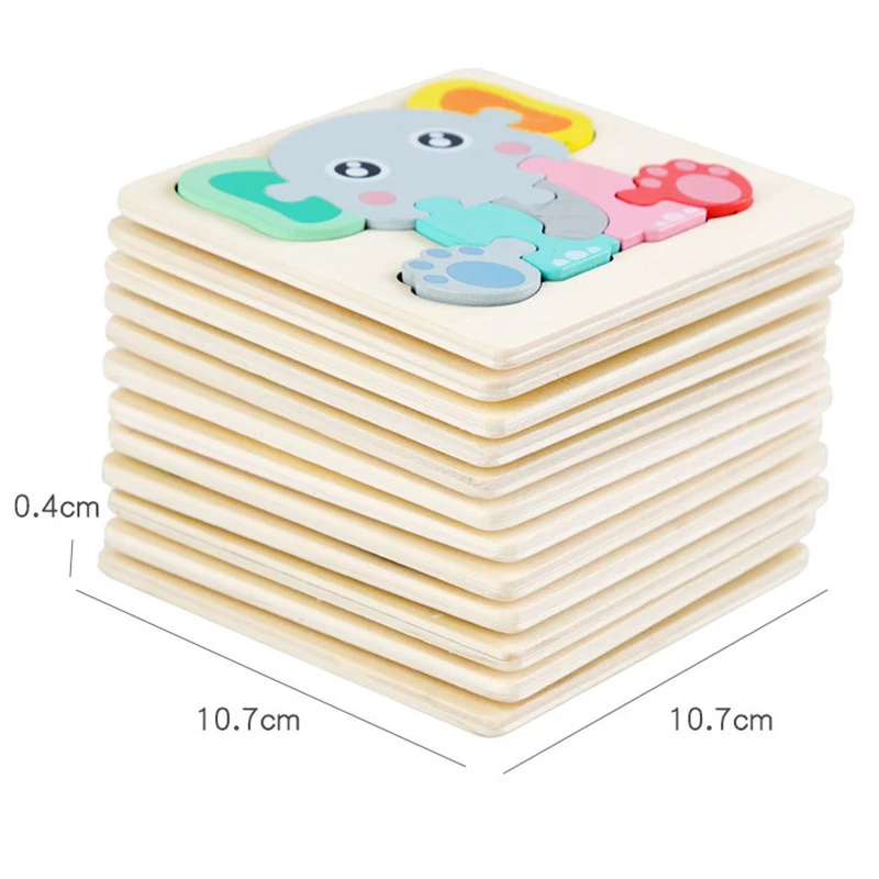 Wooden Puzzle Montessori Animals Carton Colorful Learning Education Toys Tangram Jigzaw Cognitive Wood For Children Kids Gift