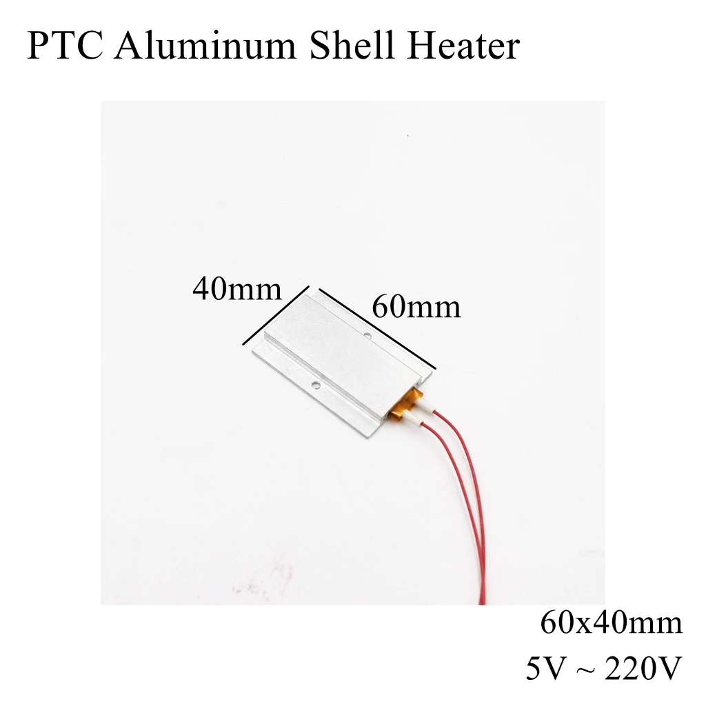 60x40mm 12V 24V 110V 220V PTC Aluminum Shell Heater Constant Thermostat Thermistor Ceramic Air Heating Sensor Egg Incubator