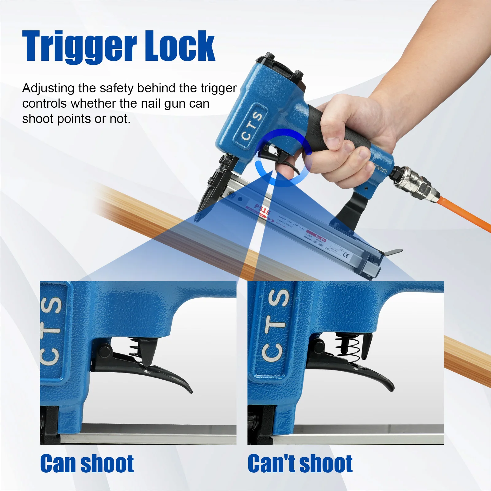 

CTS P515 Pneumatic Photo Nail Gun (Flexible Nail Head+Compact Portable+Safe Lock) for Home Use