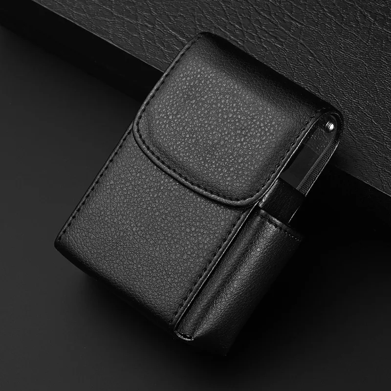 Men Supplies Smoker Smoke Tools Cigarette Box Lighter Holder Cigar Case Name Card Storage Container Nice Gift PU Leather