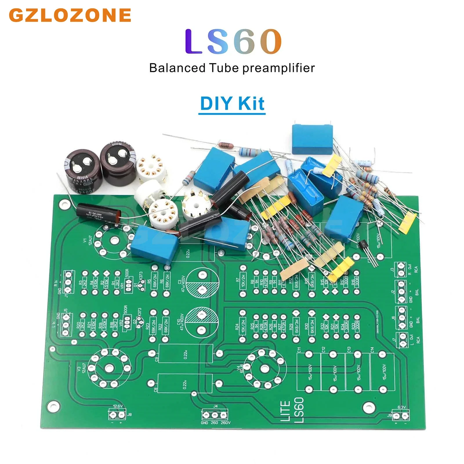 GZLOZONE HIFI LS60 متوازن 6DJ8 + 12AU7 أنبوب المضخم لتقوم بها بنفسك عدة/اللوحة النهائية (بدون أنابيب)