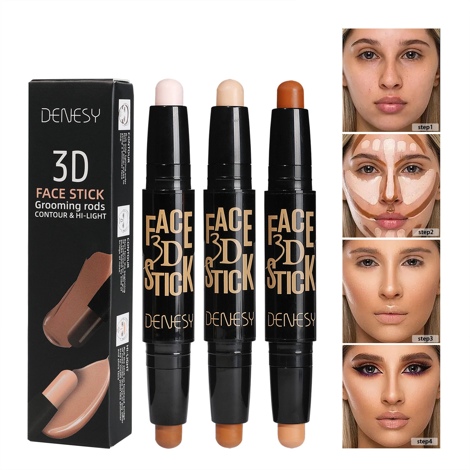 페이셜 그루밍 스틱 방수 및 오래 지속되는 메이크업이 벗겨지지 않습니다 메이크업 프리 메이크업 베이스 크림 페이셜 섀도우 브라이트닝 펜