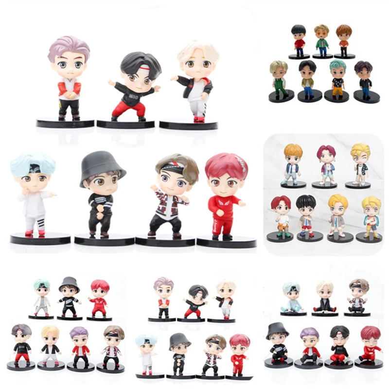 Figuras de acción de PVC de Bangtan Boys, juguetes de grupo Kawaii KPOP Star, regalo para Fans y niñas, 7 unidades por Set