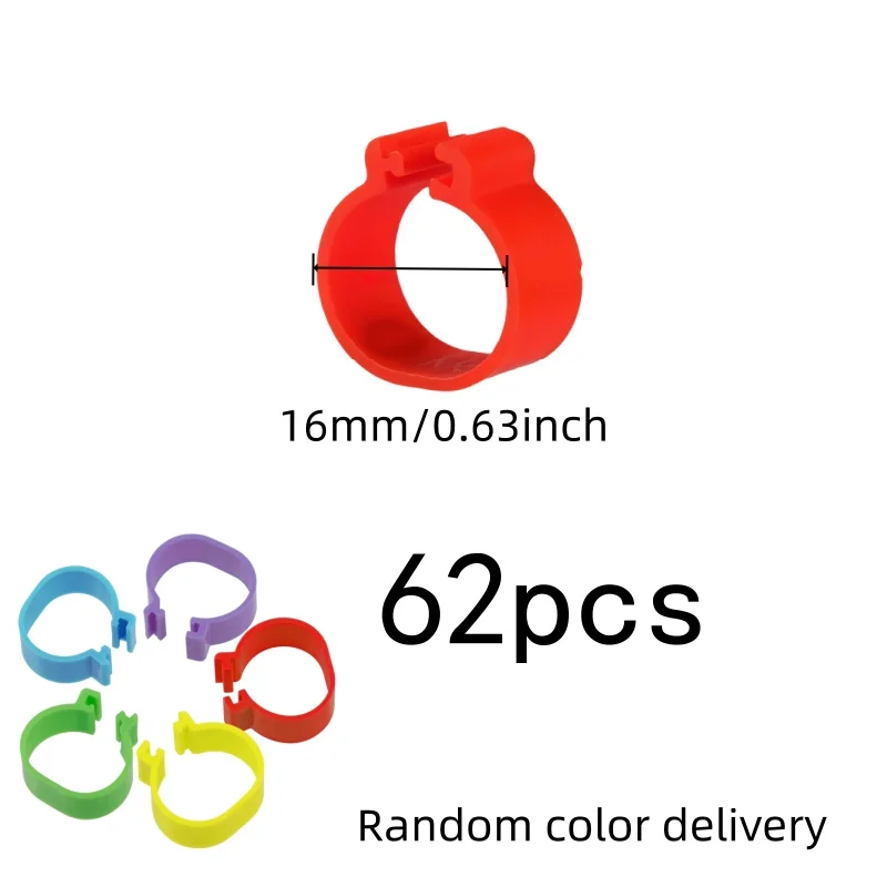 62 pcs Easy Snap-On Apply Farm Animal ID Rings, great for Farm Animal Breeding, Durable Plastic Material, Random Color