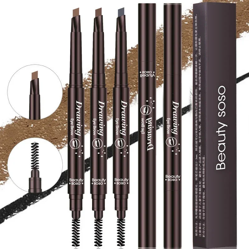 Double Ended ดินสอเขียนคิ้วกันน้ำ Long Lasting Eyebrow Enhancers Eye แต่งหน้าเครื่องสำอางเครื่องมือแปรง Brow Extension ดินสอ