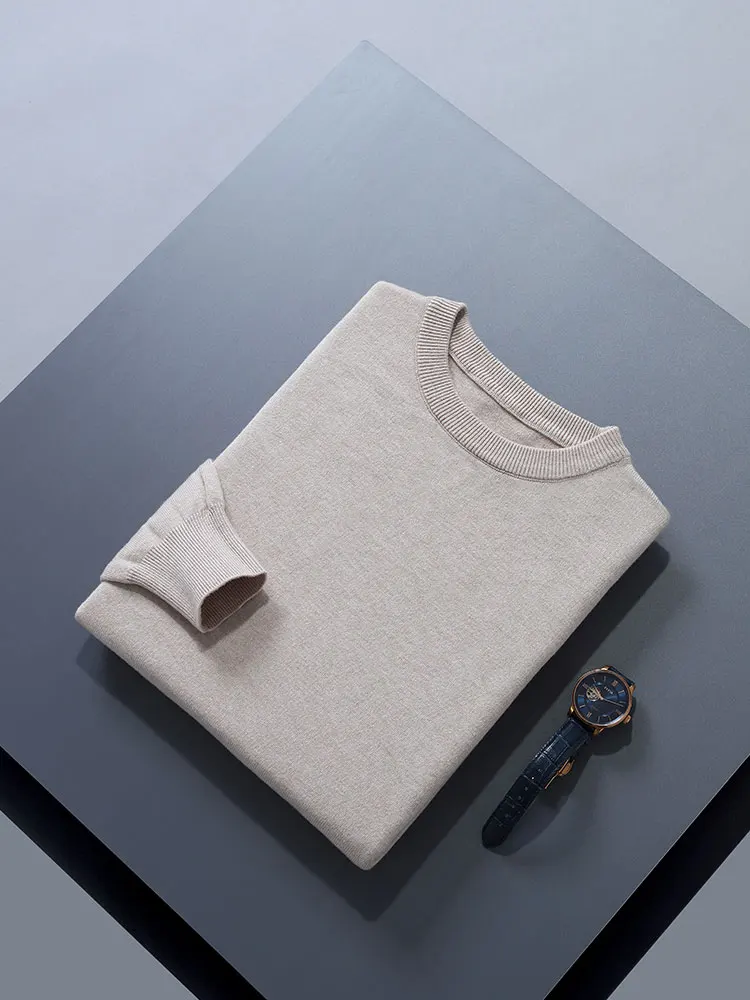 

Thiened round Ne Wool Sweater Men's Loose Casual Knitted Sweater Warm Breathable Busin Casual Sle Long Sve irt