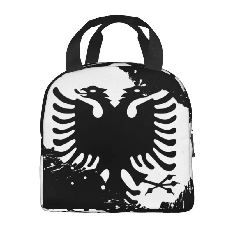 Custom Albania Emblem Sovereign Lunch Bag Women Albanian Flag Thermal Cooler Insulated Lunch Box for Student School